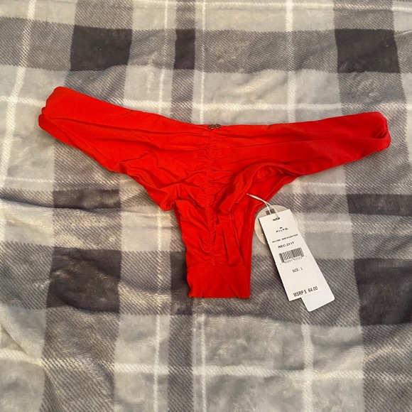 PilyQ PQ Swim L Red Coral bottoms. NWT. - Picture 2 of 3